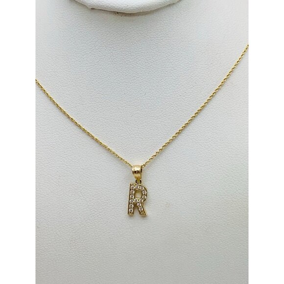 10k gold pendant initial R and necklace 16” -  18” Letter R - Picture 3 of 7